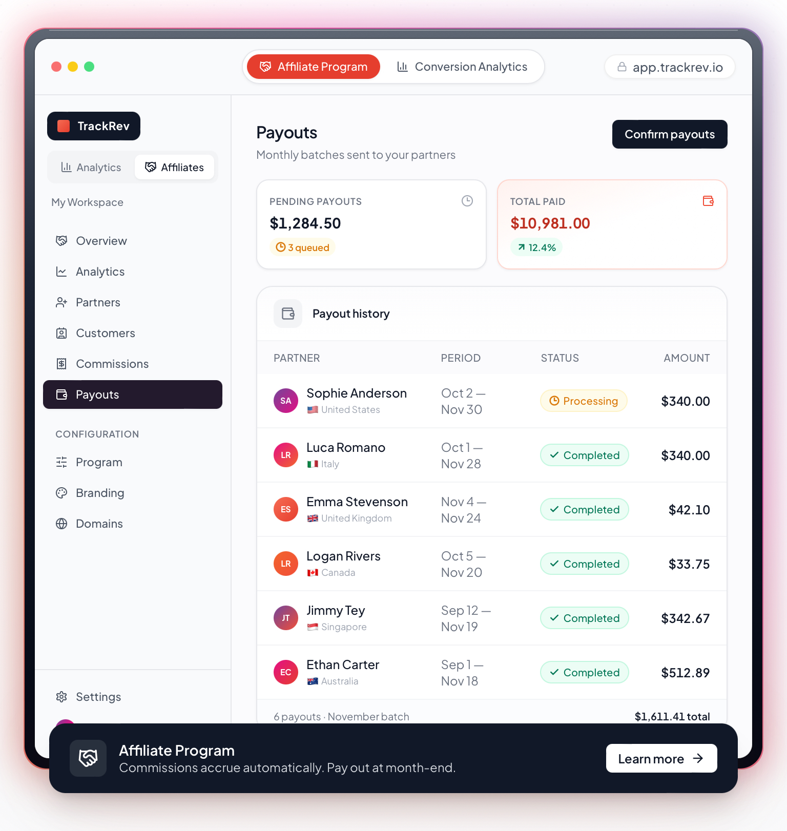 TrackRev screenshot 1